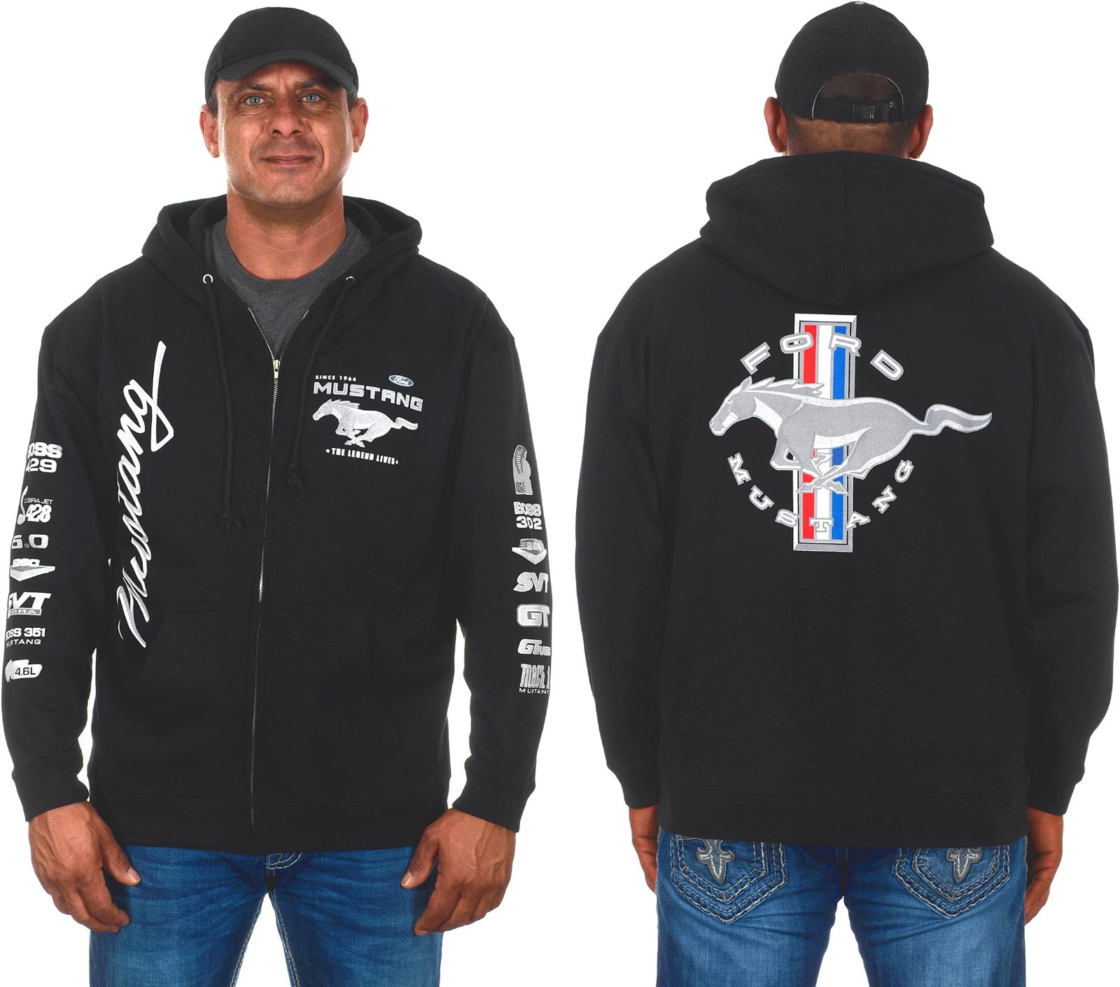 JH Design Ford Mustang Hoodie Men’s Black Licensed Sweatshirt