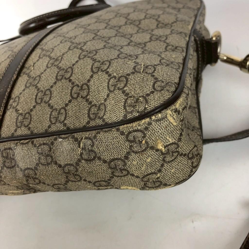 GUCCI GG Supreme 2WAY Business Briefcase Bag Beige Brown Canvas Auth