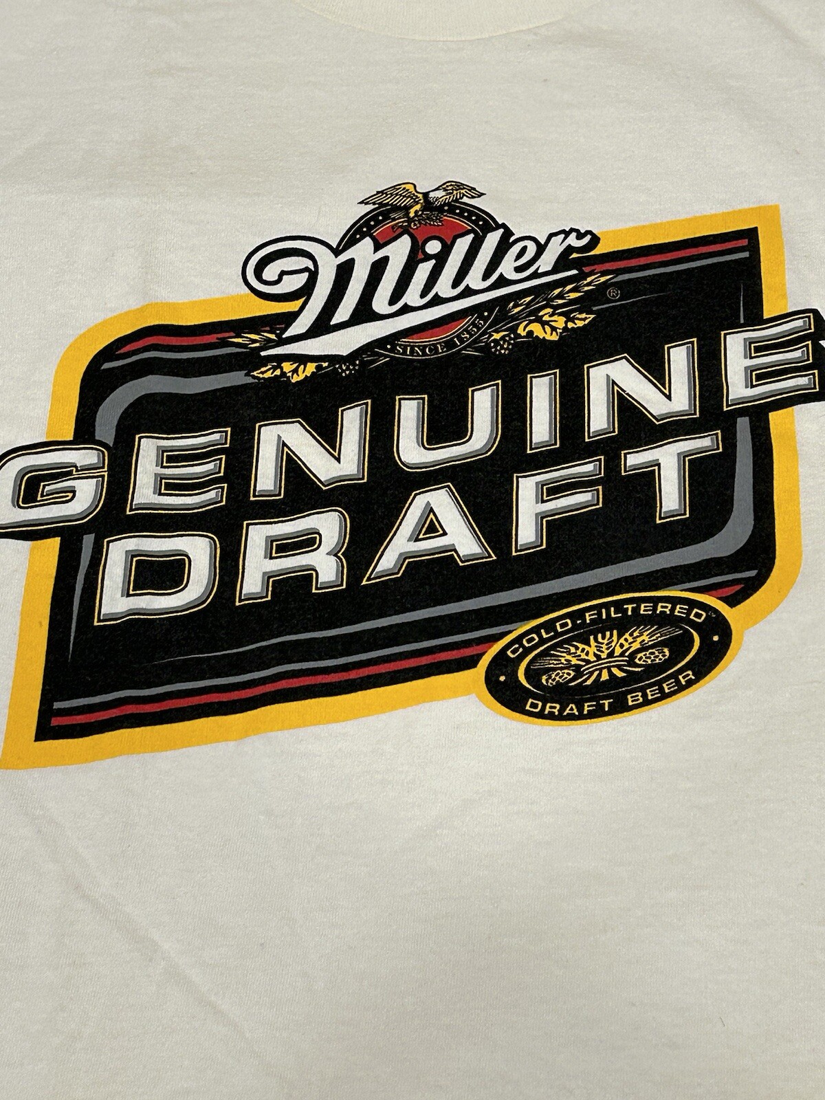 Miller Genuine Draft Shirt Mens XL White Fruit of the Loom Heavy Cotton MGD