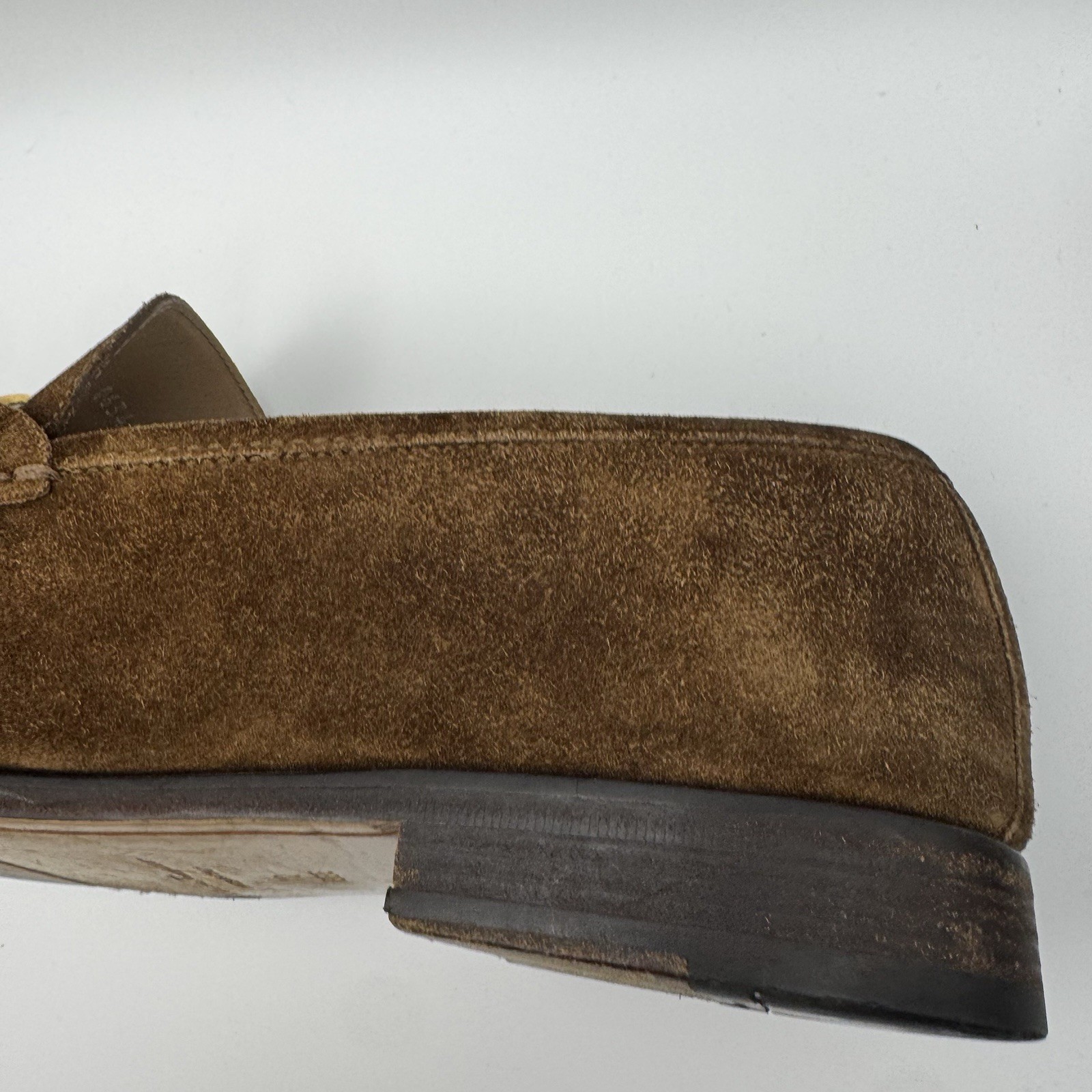 Salvatore Ferragamo Rolo Gancini Loafers Brown Calf Leather Suede 12 EEE Italy