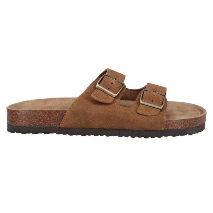 Khombu Womens Cork Footbed Buckle Slide Sandals Brown Size 7 NWT
