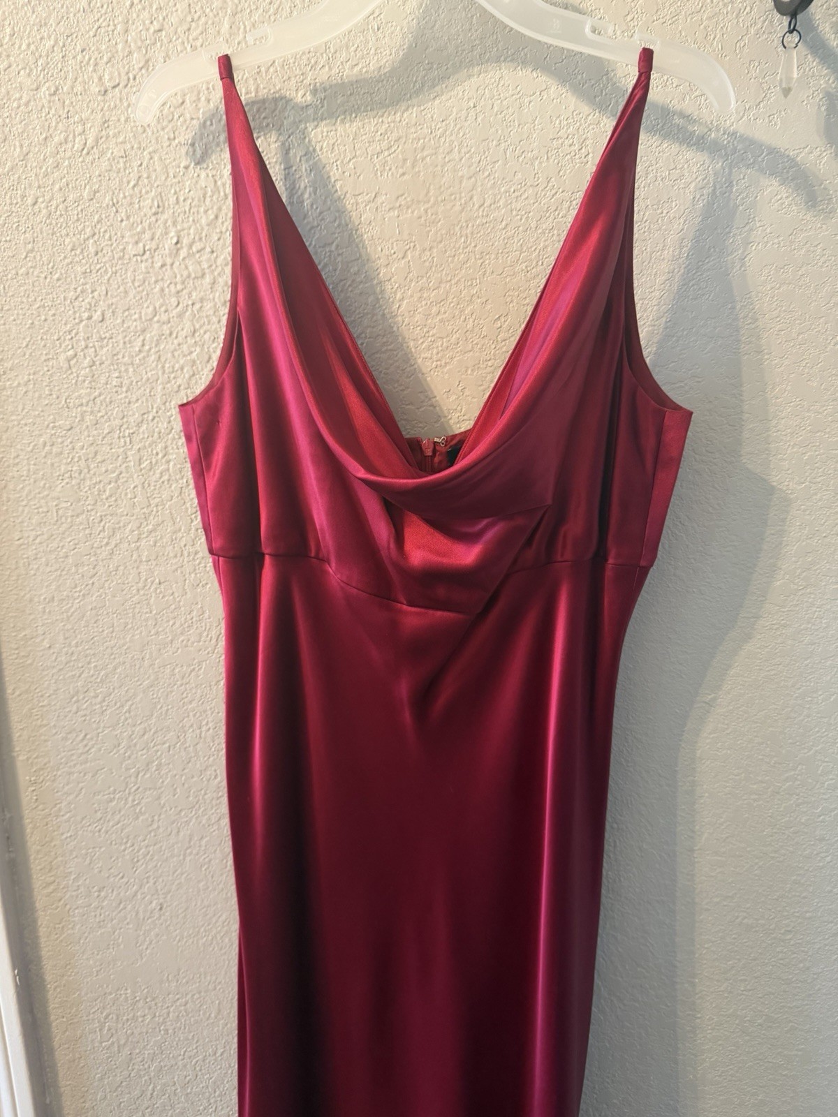 Vintage Ann Taylor 100% Silk Ruby Red Cowl Neck Bias Cut Evening Gown Dress 8