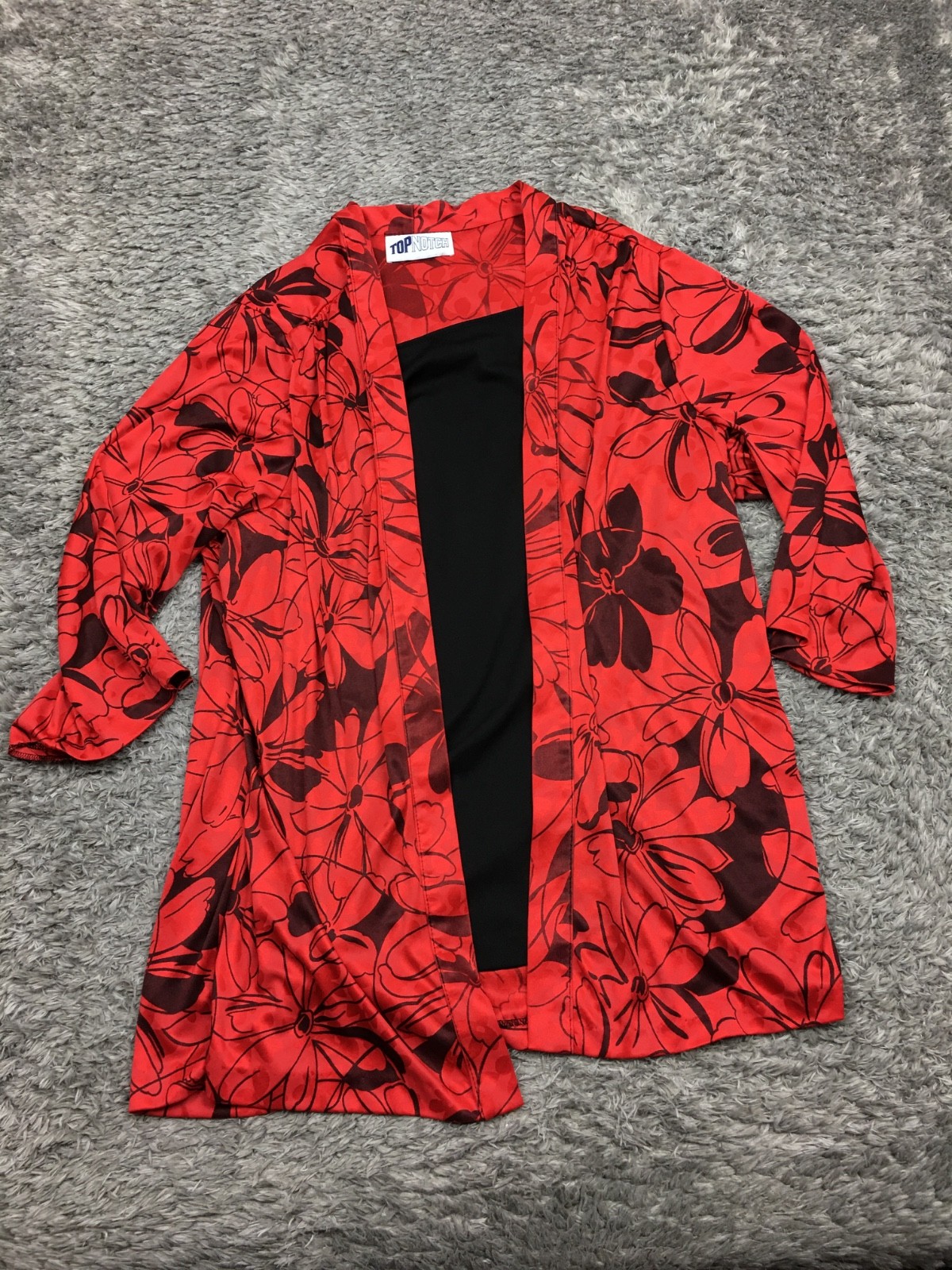 Top Notch Top Woman Size 24W Shirt Jacket Combo One Pice Floral VTG Red Black