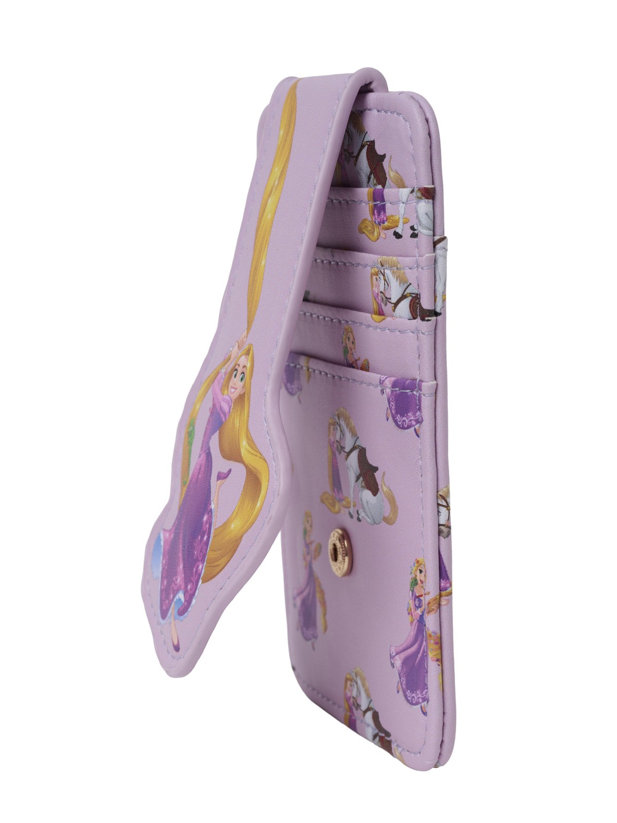 Disney Tangled Rapunzel Faux Leather Snap Card Holder Wallet with ID Window