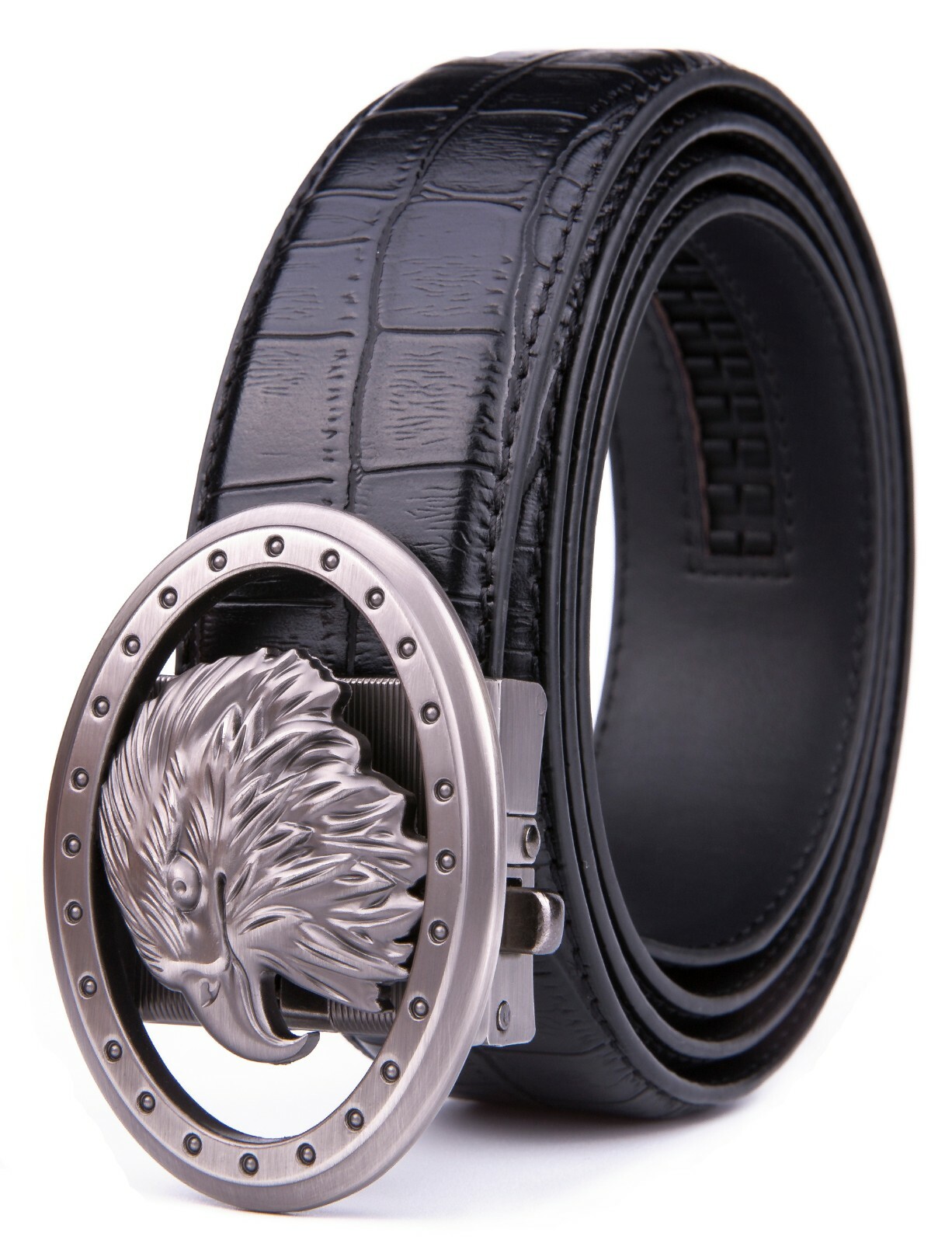 Mens Ratchet Belt Bonded Leather Belts For Men With Adjustable Buckle