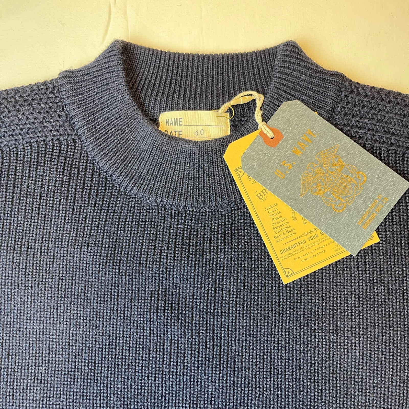 Bronson USN Winter Wool Sweater Pre War Model Knit Sweater Heavy Size 40 – Navy
