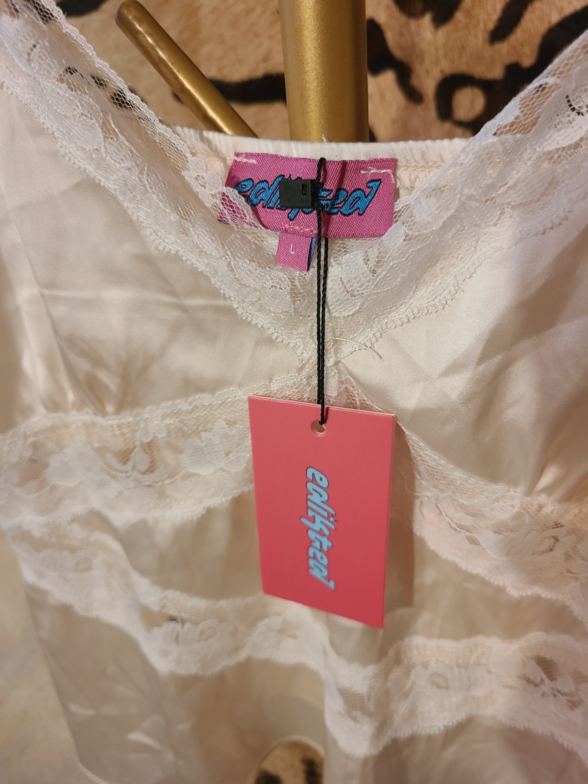 Tamar Lace Trim Satin Camisole, EDIKted $34 Retail Nordstrom Sz Large Sexy!