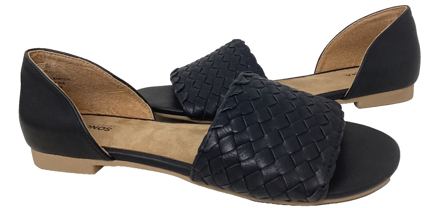 Sonoma Women’s Solana Slip On Woven Open Toe Dress Flats Black Size:7 200C