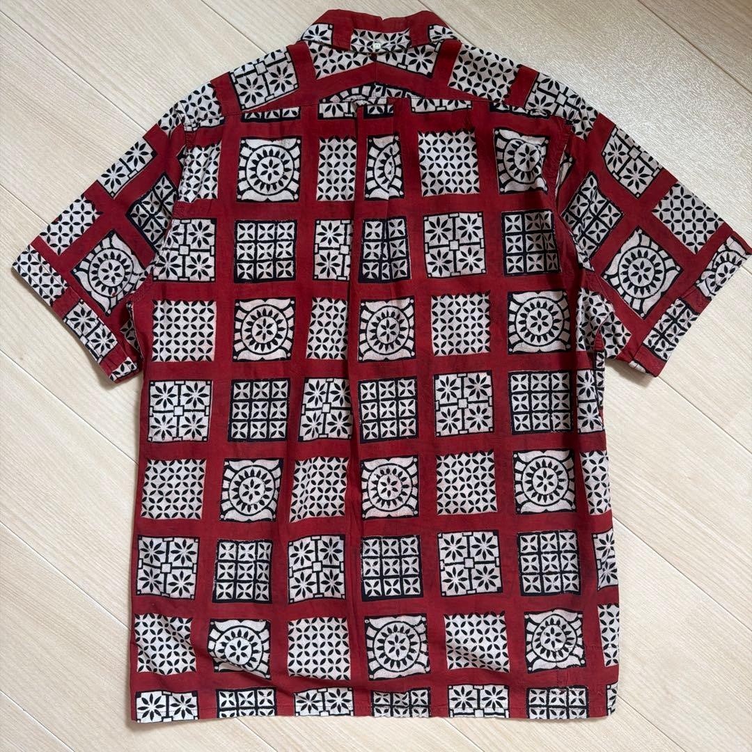 Engineered Garments Batik Pattern Pullover Shirt USA Made M Burgundy F/S