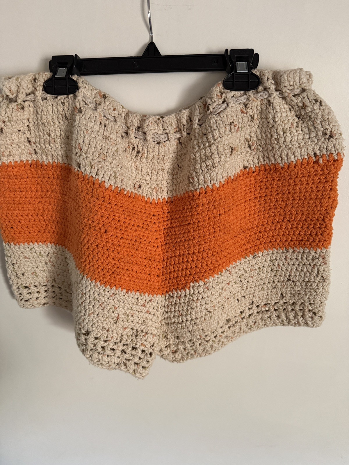Homemade Orange and Cream Crochet Shorts Women’s Size Large