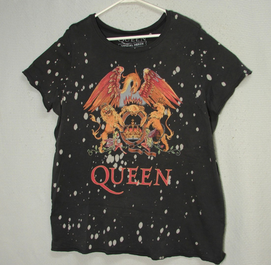 QUEEN Graphic Band Tour T-Shirt Black Official Merch 1X Bravado Bleach Dots 2020