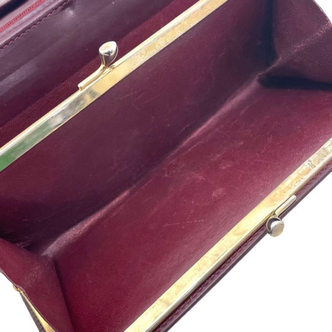 Old Gucci Bi Fold Long Wallet Coin Purse Bordeaux Color 16104