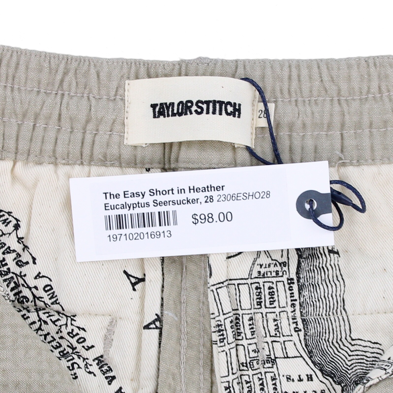 Taylor Stitch Men’s Easy Short Soft Organic Cotton Seersucker 8″ Inseam $98