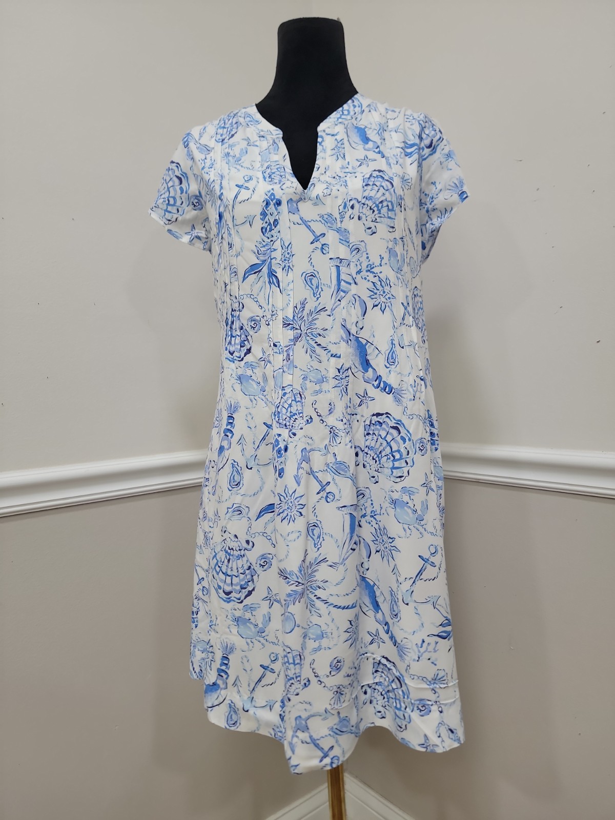 Lilly Pulitzer Natalie Tunic Dress Cover Up Medium Resort White Button Front