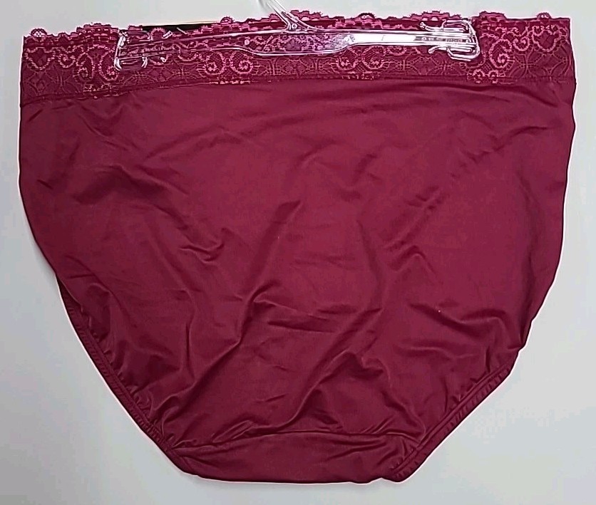BALI Hi-Cut Underwear Panties 5-Pair Smoothing DFPC62 Maroon RED L/7 Large NWT