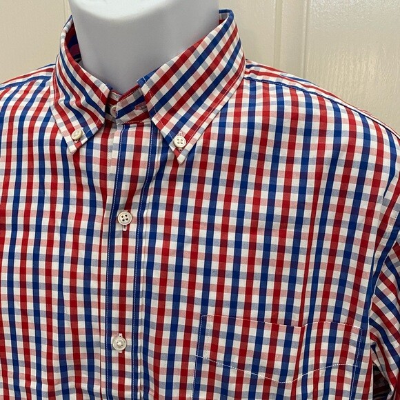 NEW wTag-J. McLaughlin Red/Blue Check Carnegie Regular Fit Button Shirt S