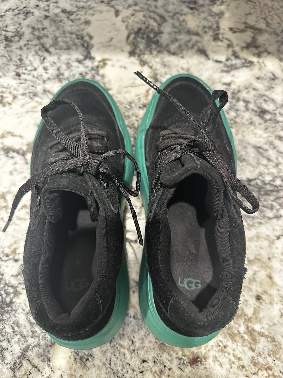 UGG Black Emerald Suede Marin Mega Lace 2.25 In Platform Sneakers, US 6