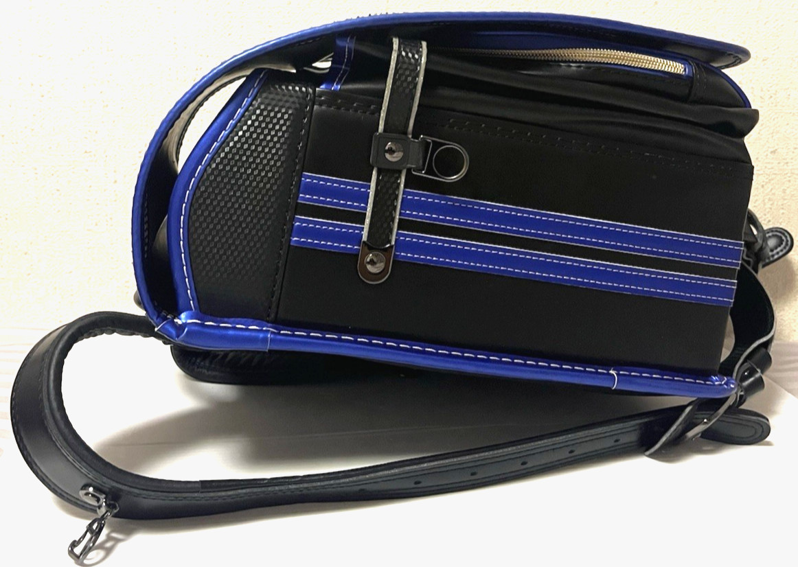 Randoseru Japanese Backpack School Bag Black & Blue for Kids Made in Japan