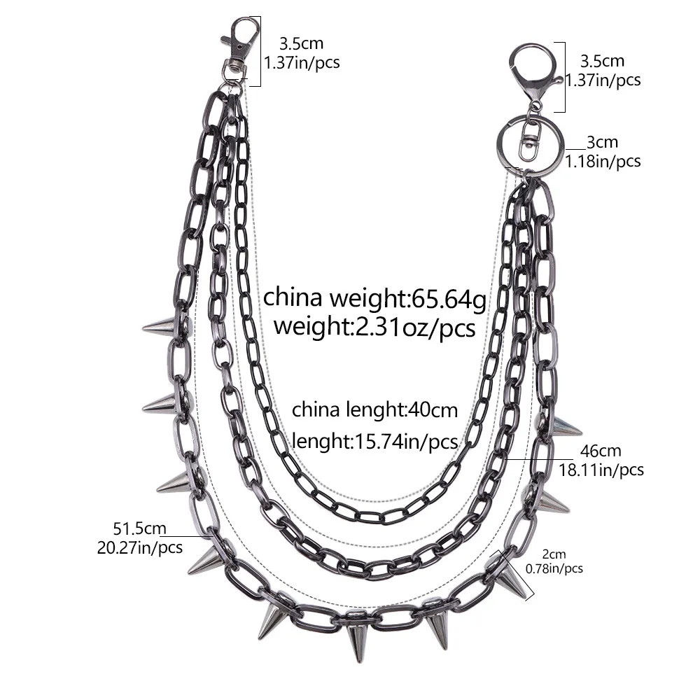 Hip Hop Punk Metal Wallet Chain Keychain Jeans Pants Waist Chain Unisex
