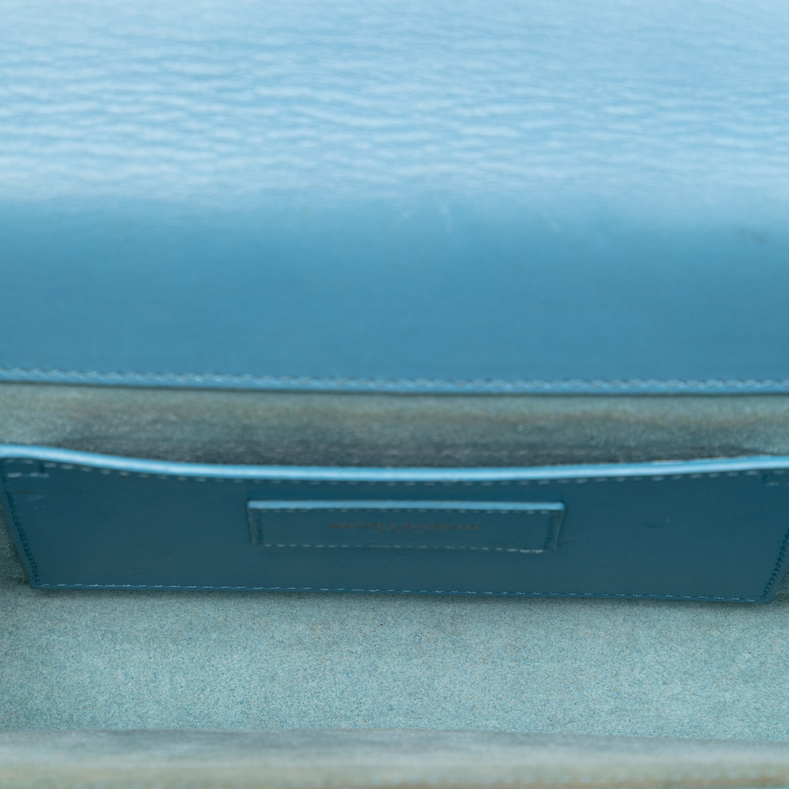 Saint Laurent Smooth Leather Cassandre Clutch Pre-Loved Light Blue