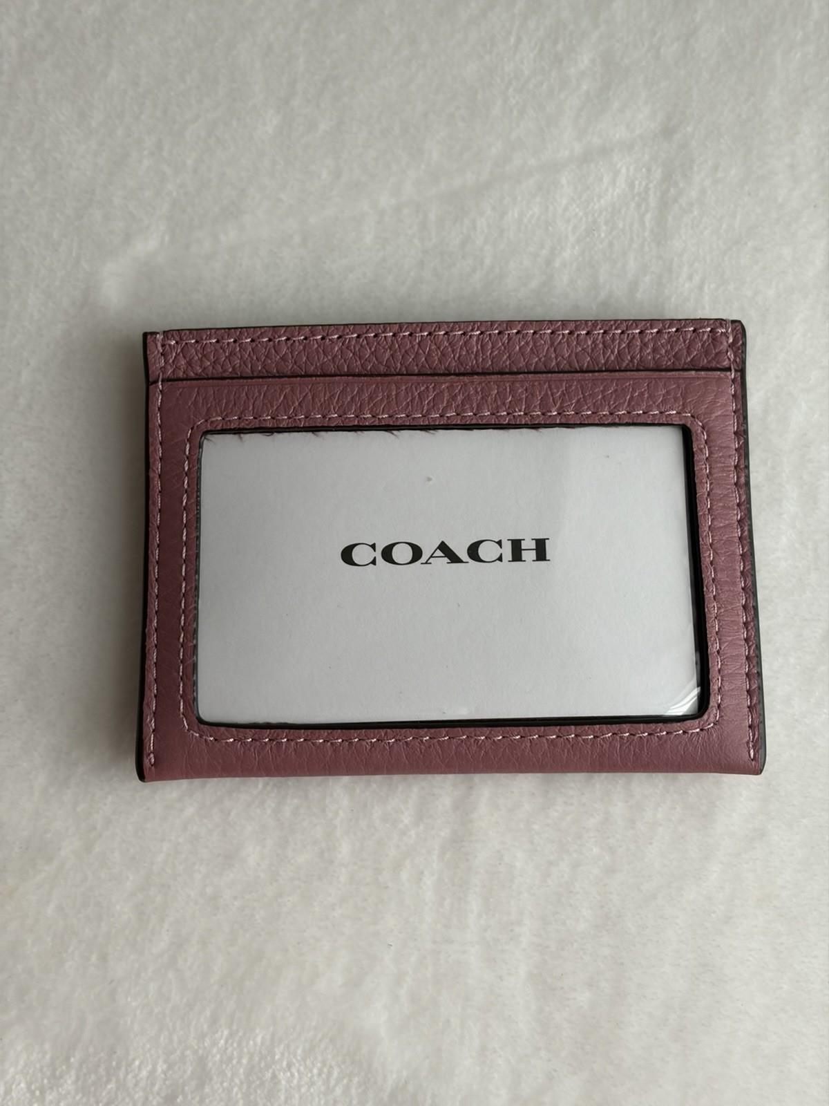 Coach Pink Leather Heart Rivet Slim ID/Document Holder Card Case ID Window