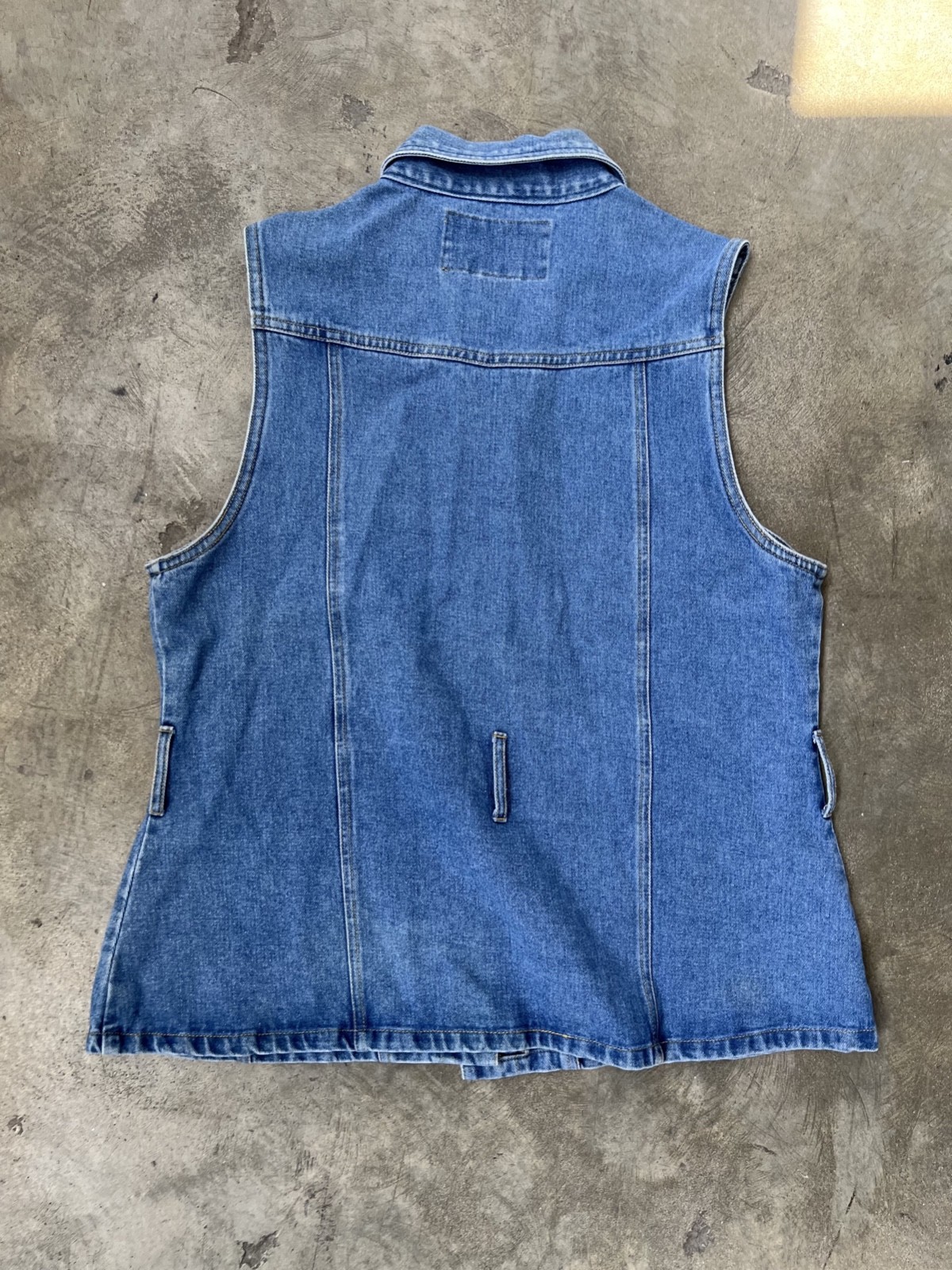 90s Y2K Express Denim Vest L Button Front Collared Jean Western Grunge Hip Hop L
