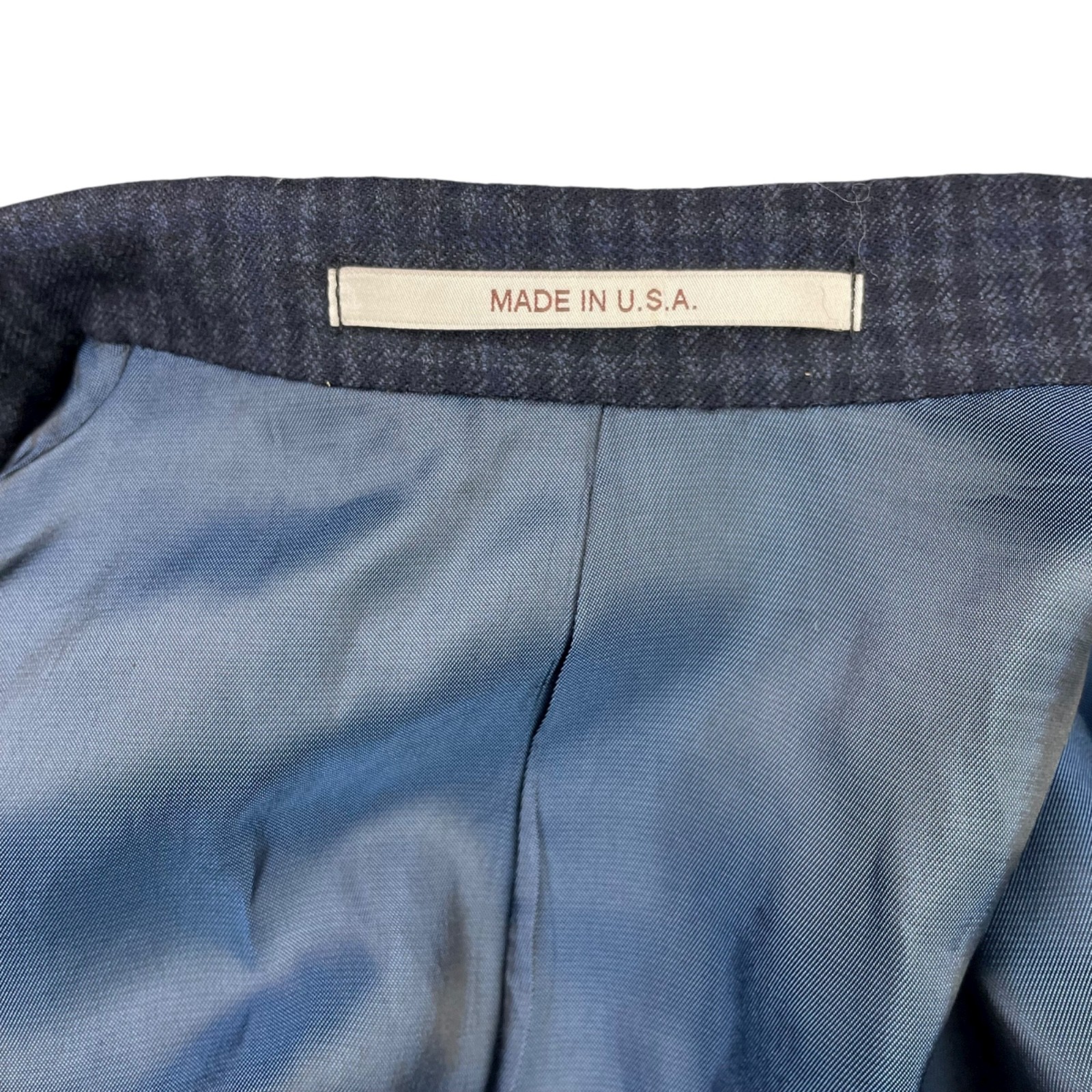 Hickey Freeman Men’s Flannel Wool 2-Button Blazer Blue Check Plaid • USA • 38R