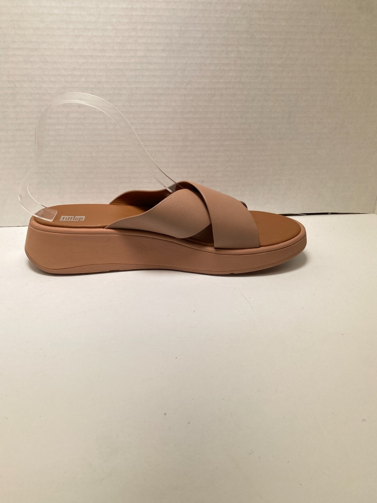 FitFlop F-MODE Women’s Leather Flatform Cross Pink Slides sz 10