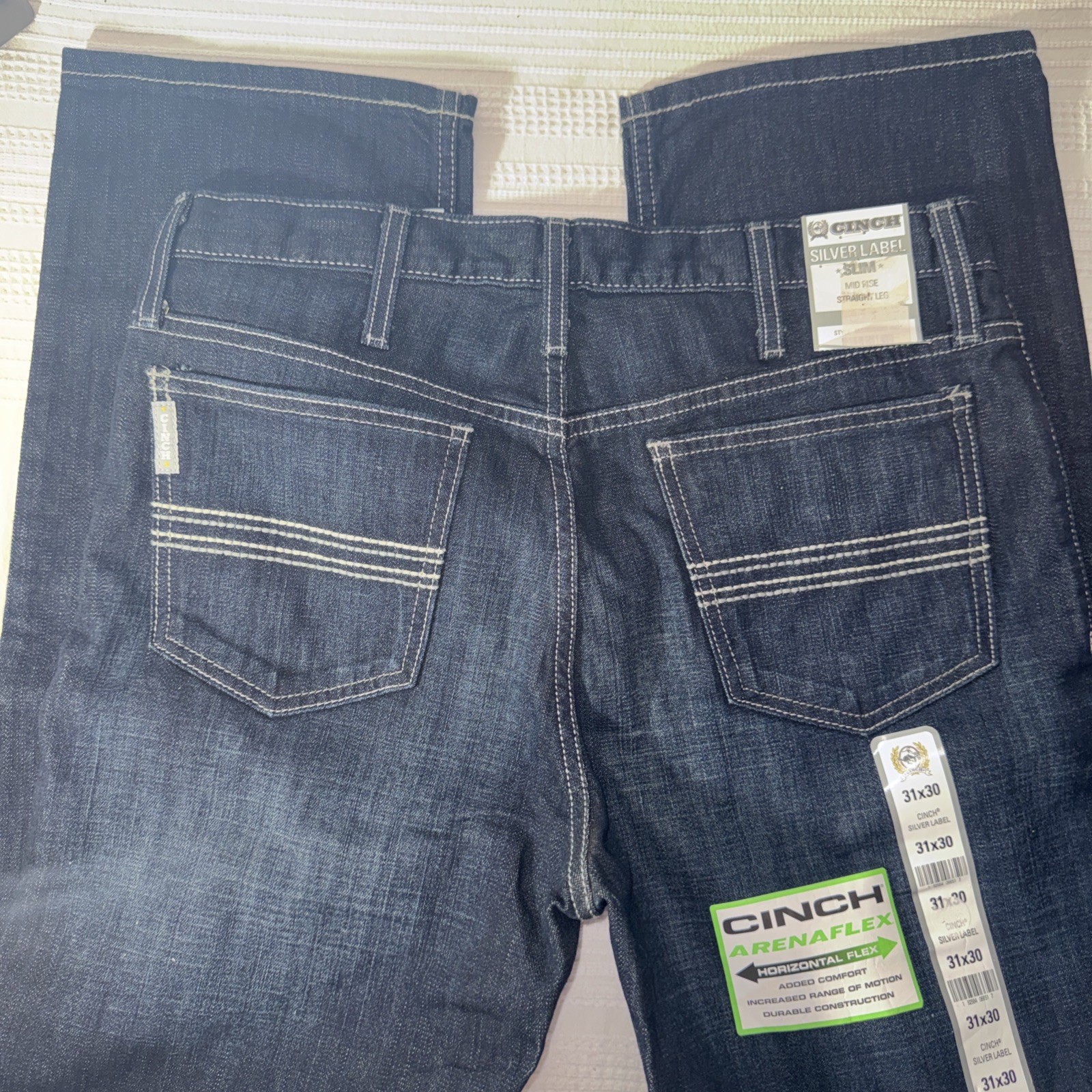 Cinch Silver Tab Jeans Mens Size 29×32 Slim Fit Medium Stone Wash Straight Leg