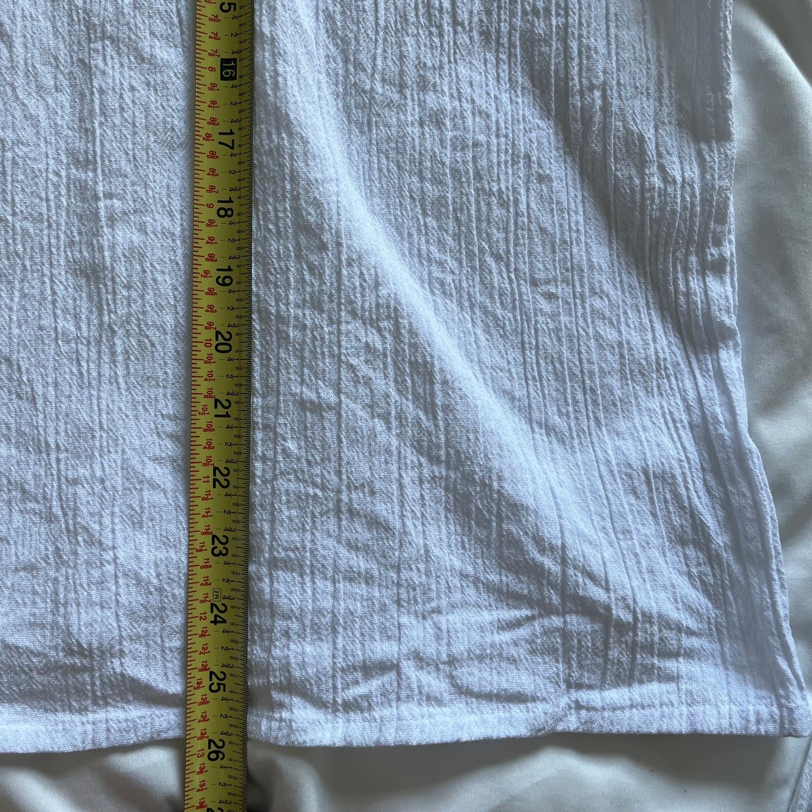 100% Cotton Gauze White Short Sleeve Button Down Top Women Large Coastal Resort