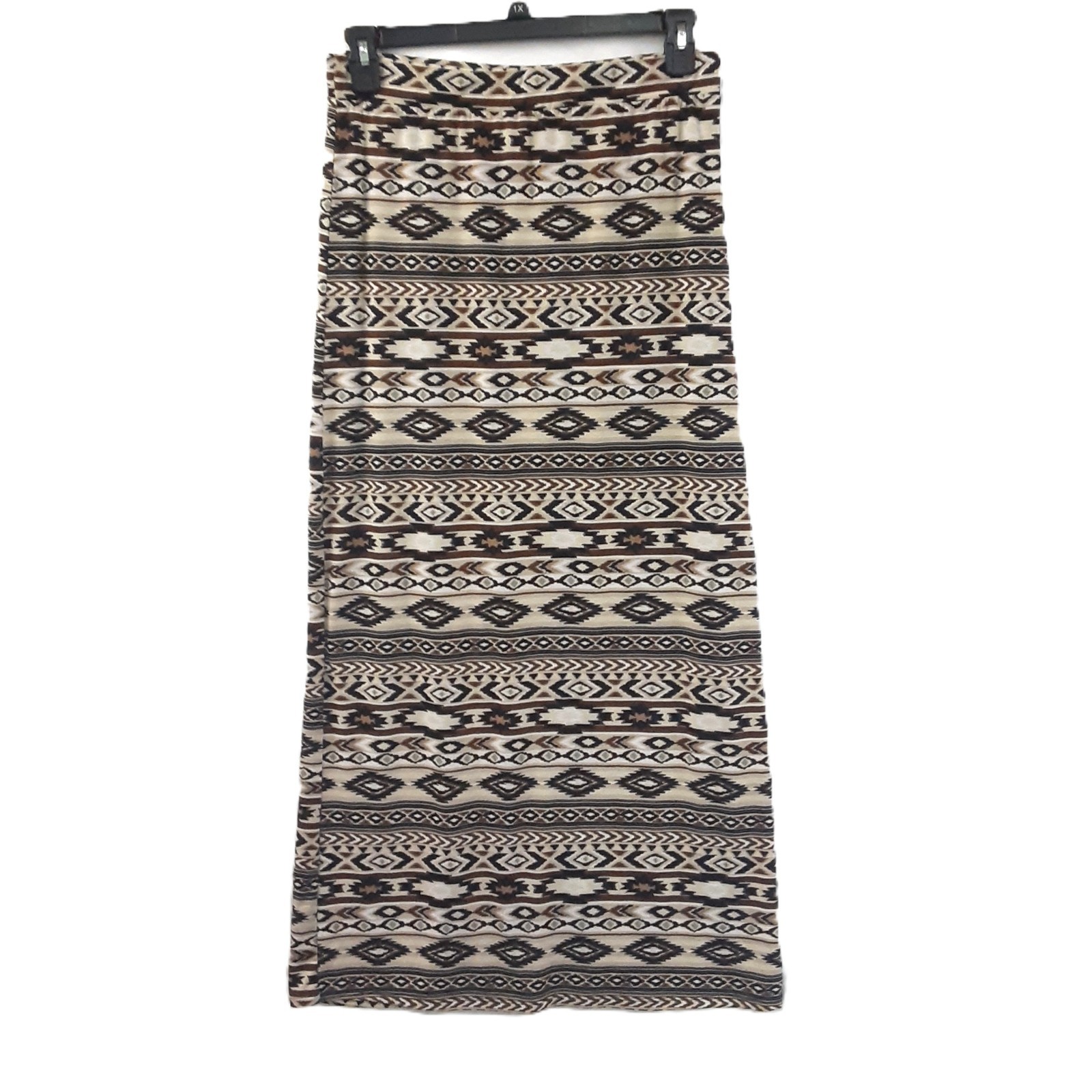 Bobbie Brooks Long Skirt Size LG pullon Boho Aztec Vent Waist 30inch Length 40in