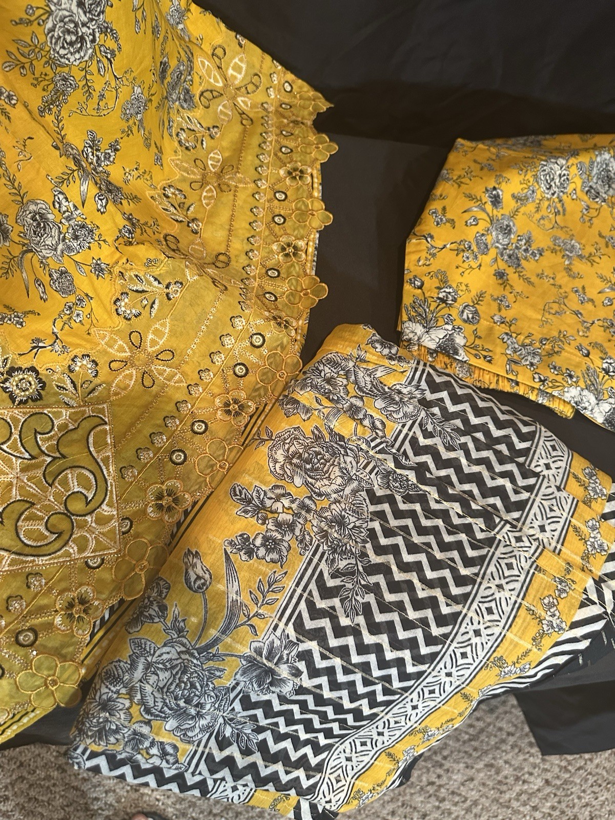 Premium Lawn Cotton 3 Pc Suit-Bin Saeed ,Cut Work Emb- Aline Style-M & L – $44