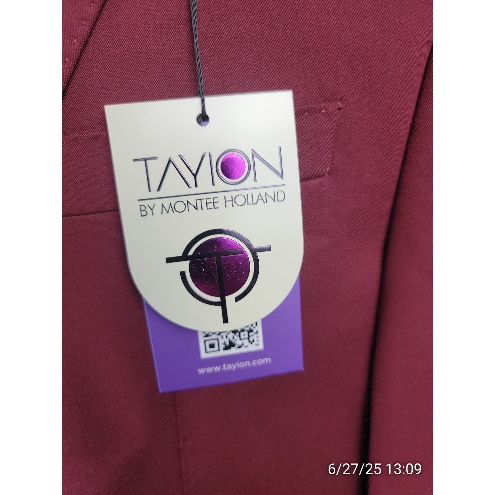 Tayion Sport Coat Mens 46L Red Two Button Modern Fit Blazer Suit Jacket NWT