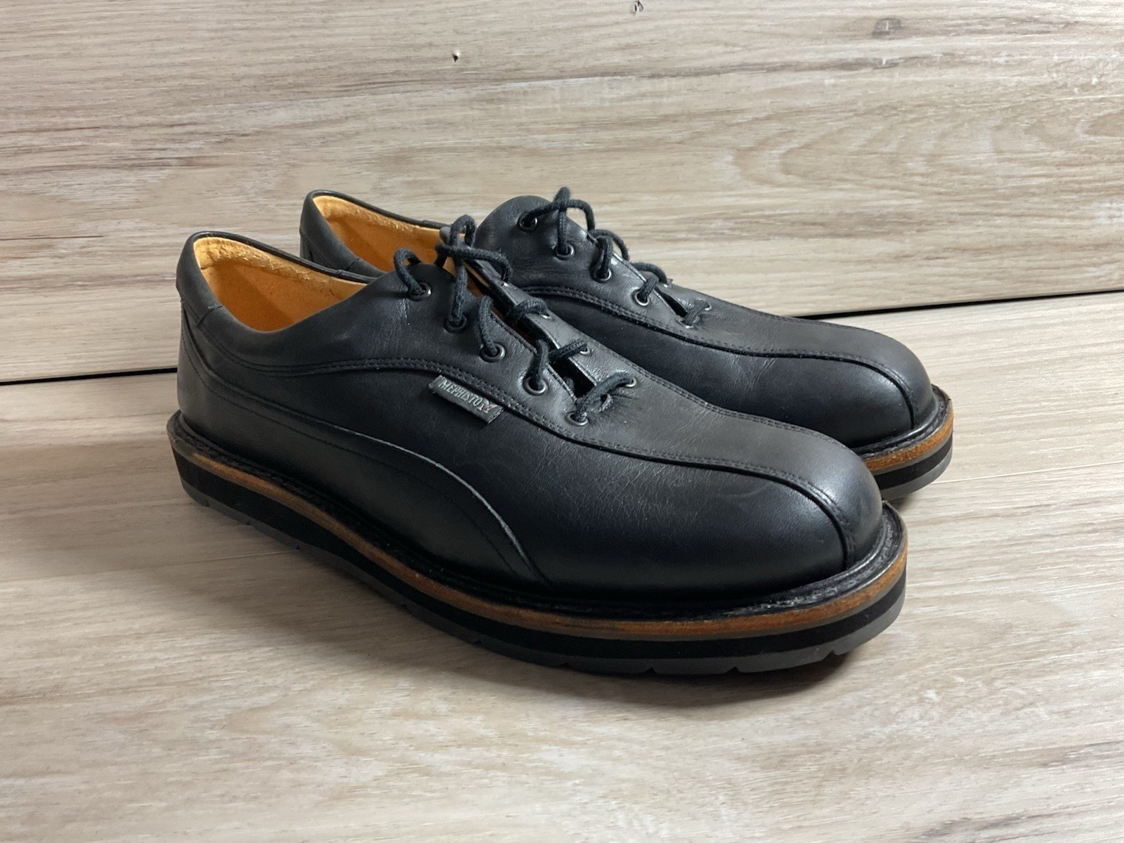 Mephisto Derby Oxfords Goodyear Welt Women Size 9 Black Leather Comfort Shoes