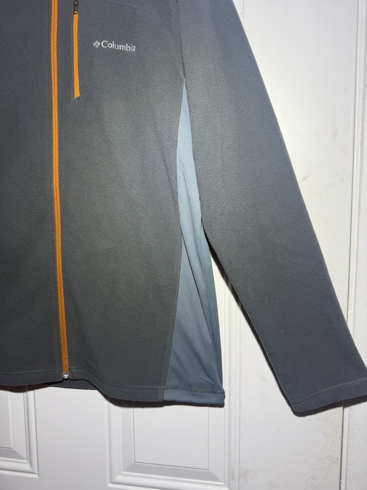 Columbia Fast Trek II Fleece Jacket Mens Medium Gray Orange Full Zip AM1488