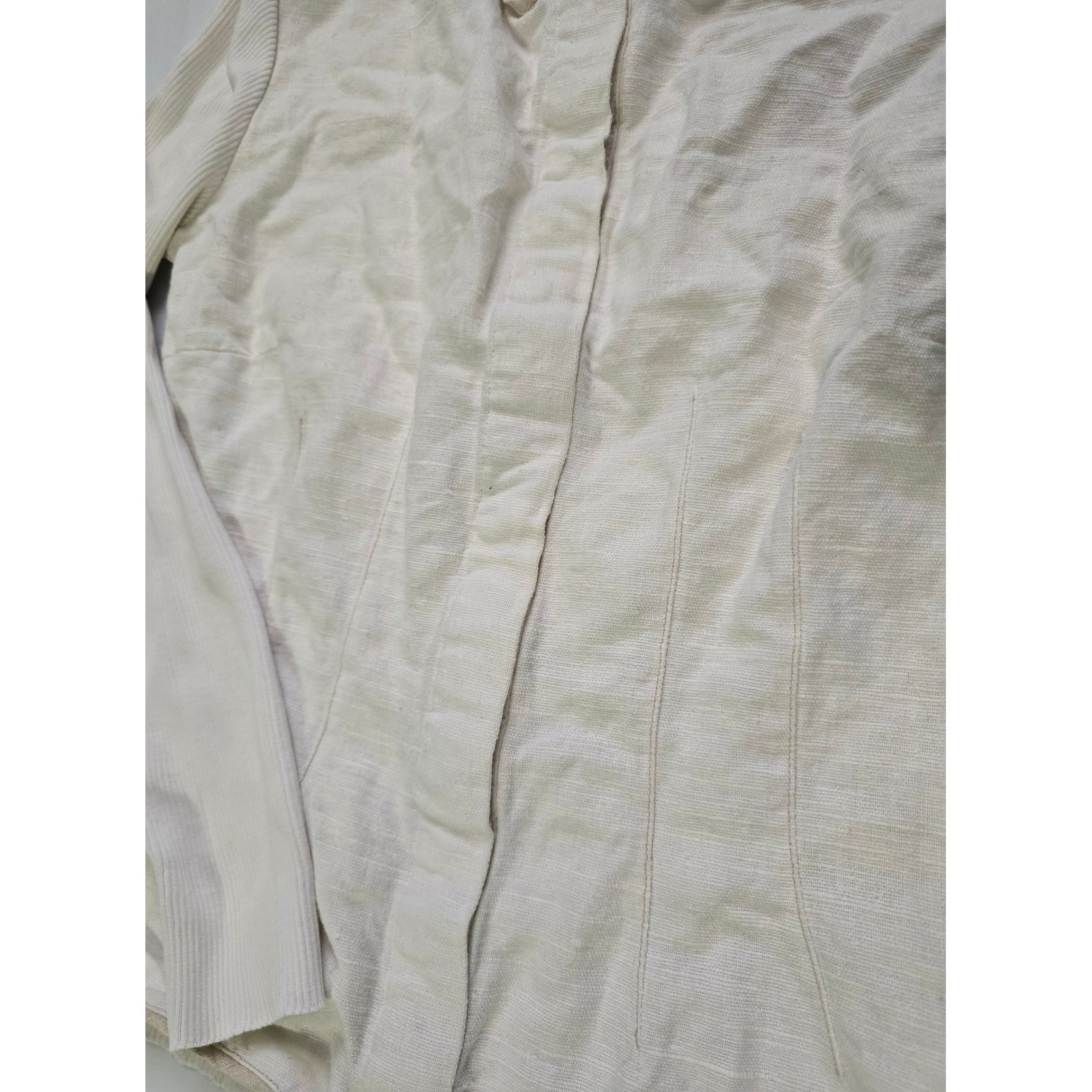 Brunello Cucinelli Cream Mixed Media Hook Eye Front Long S Top Small Cotton&Silk
