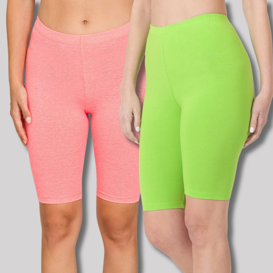 Women’s Premium Cotton Bermuda Shorts Soft Stretch Quality Fabric Biker Leggings