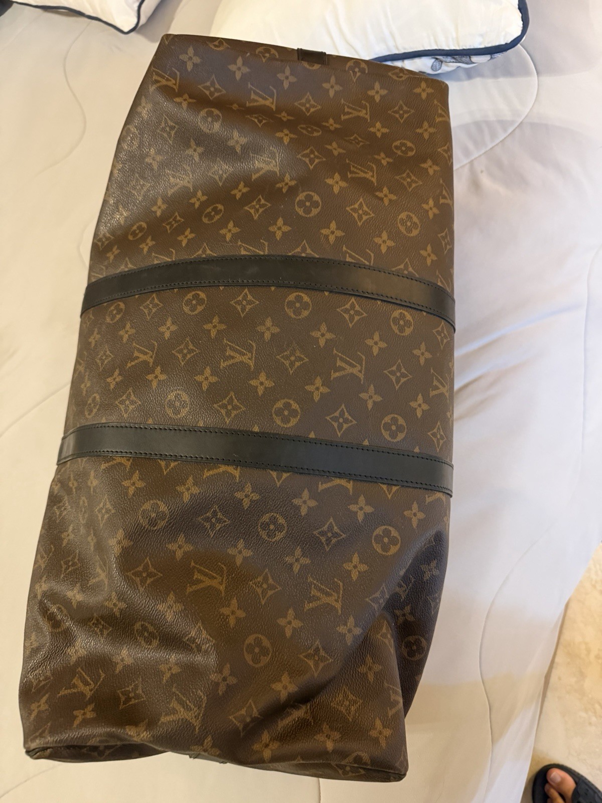 Louis Vuitton Keepall Bandouliere Silver Hardware Duffle 55 Brown Canvas