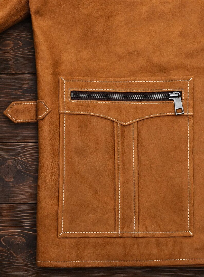 Men’s Vintage Brown Leather Biker Jacket Genuine Distressed Retro Motorcycle