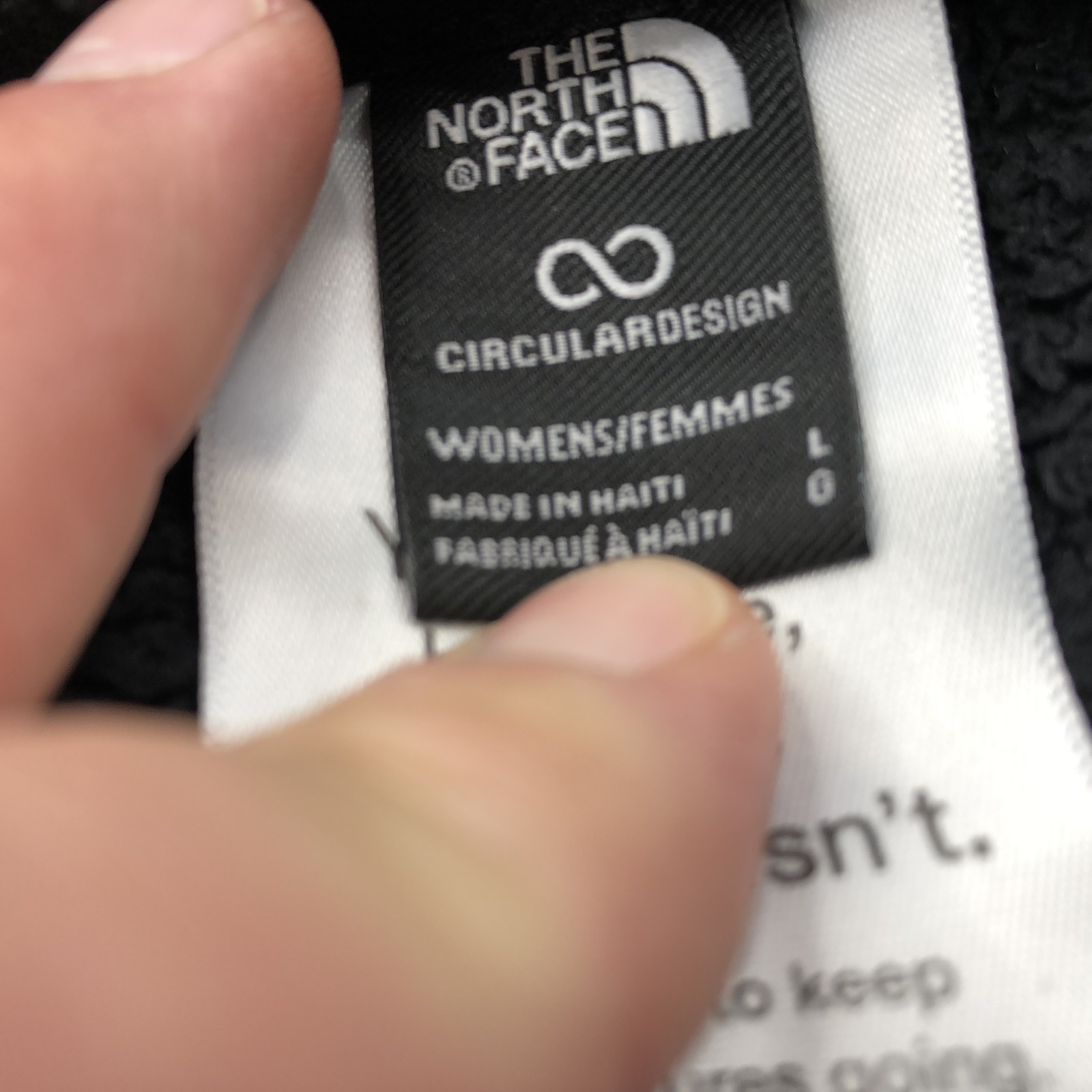North Face Jacket Womens Large Black Fleece Full Zip Circular Design Osito