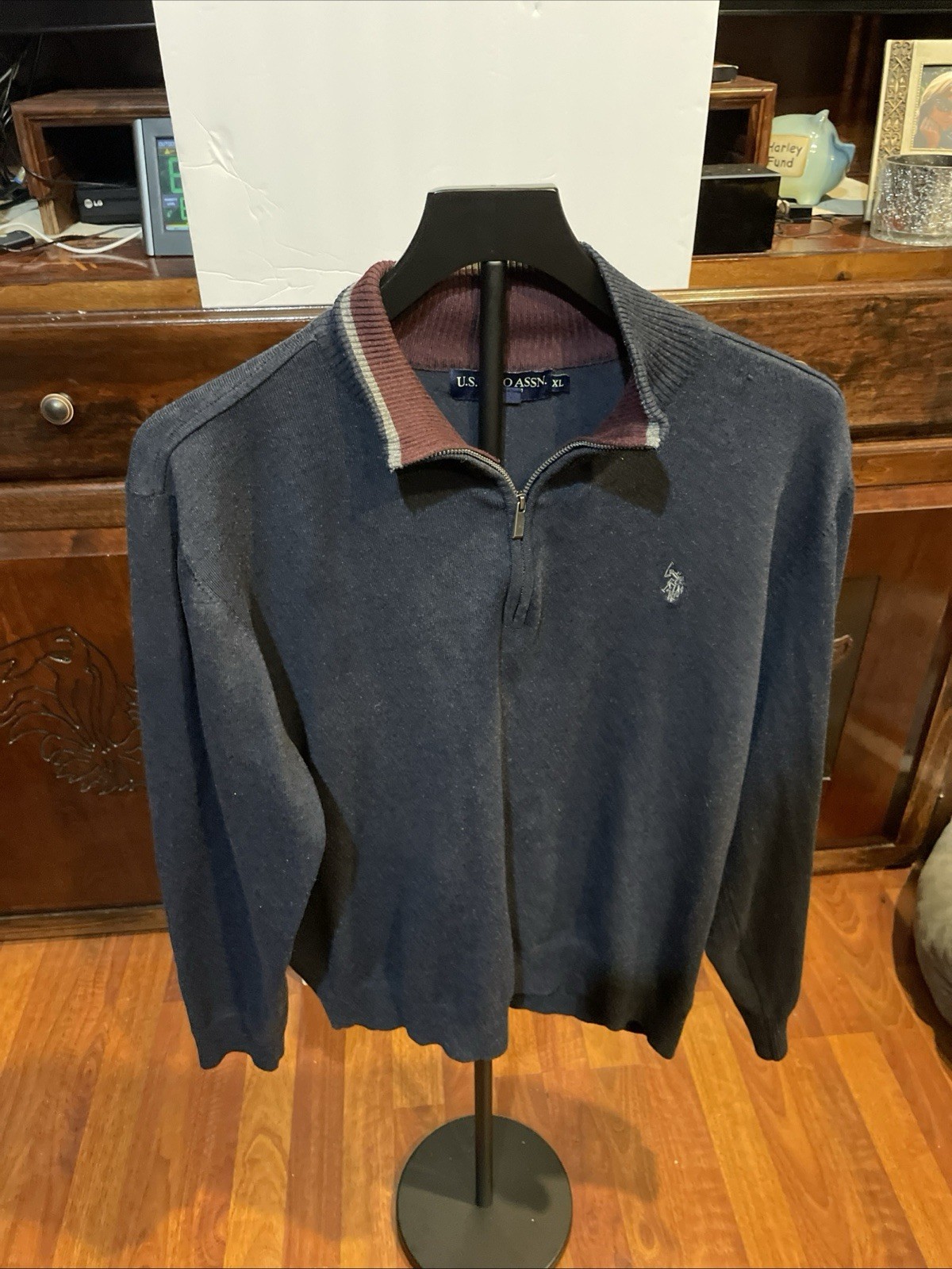 Vintage U.S. Polo Assn. Quarter Zip Sweater Navy Men’s XL Pullover Ralph Lauren