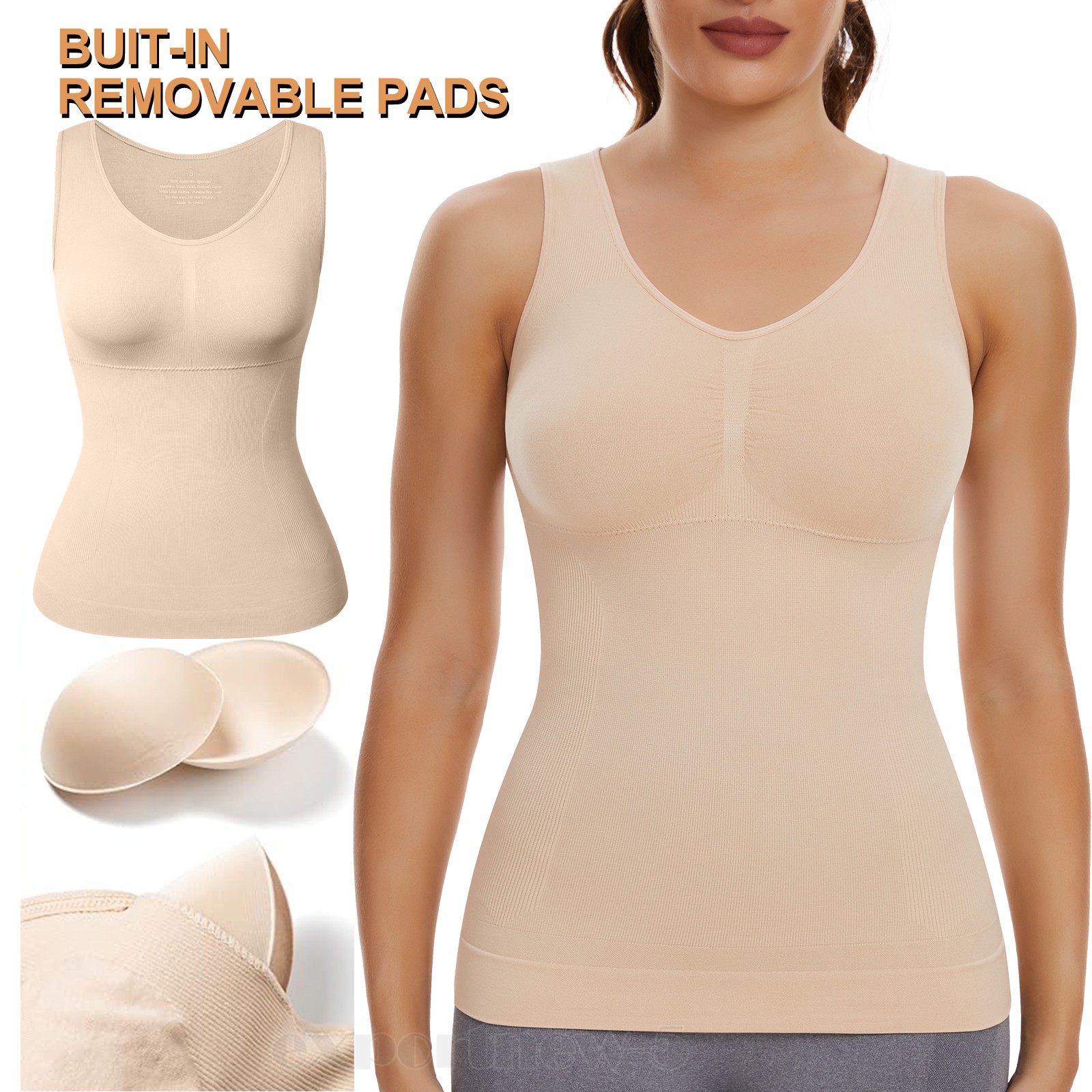 Women’s Removable Bra Shapewear Slimming Body Tummy Waist Cami Shaper Tank Top