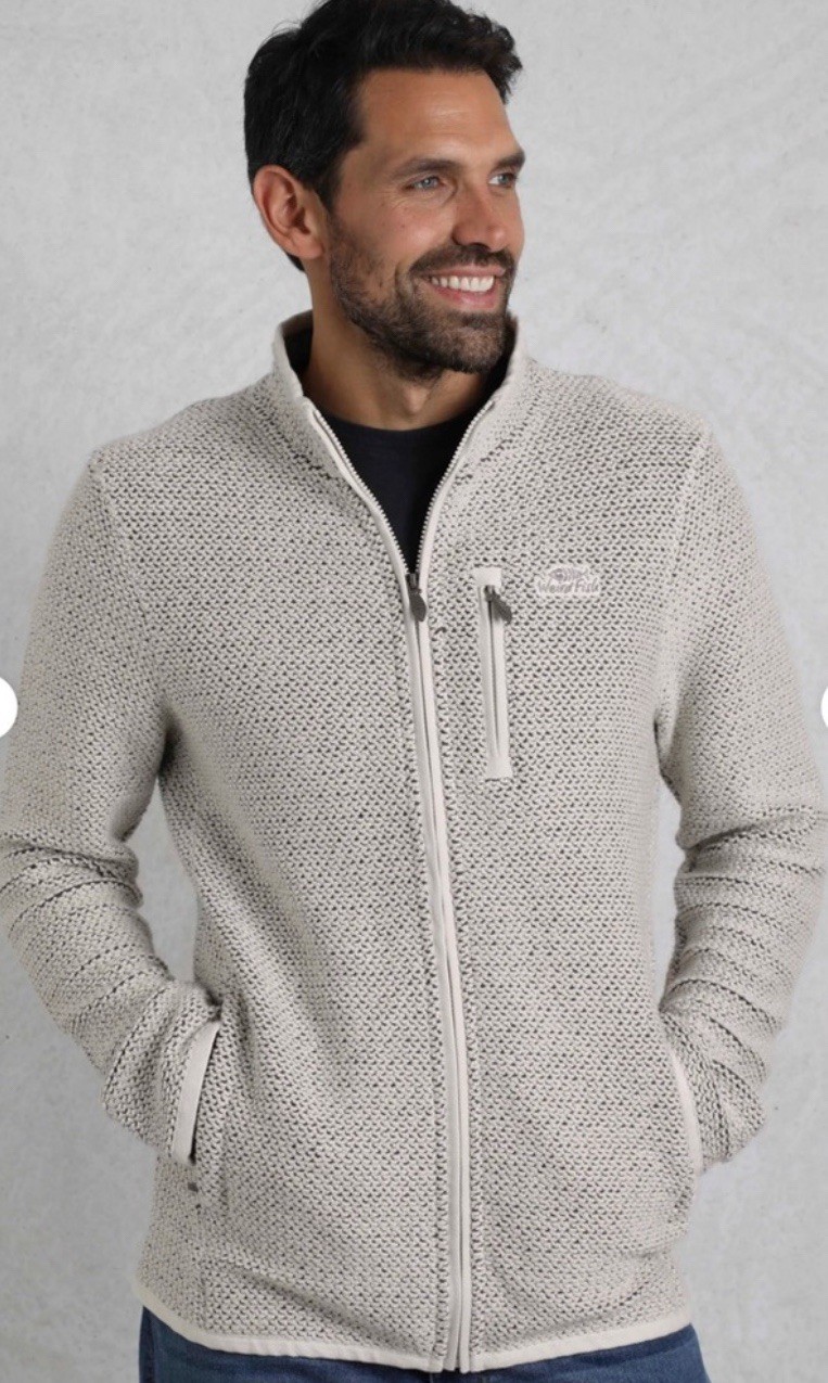 Men’s Weird Fish Transom Eco Full Zip Macaroni Sweater Size XL