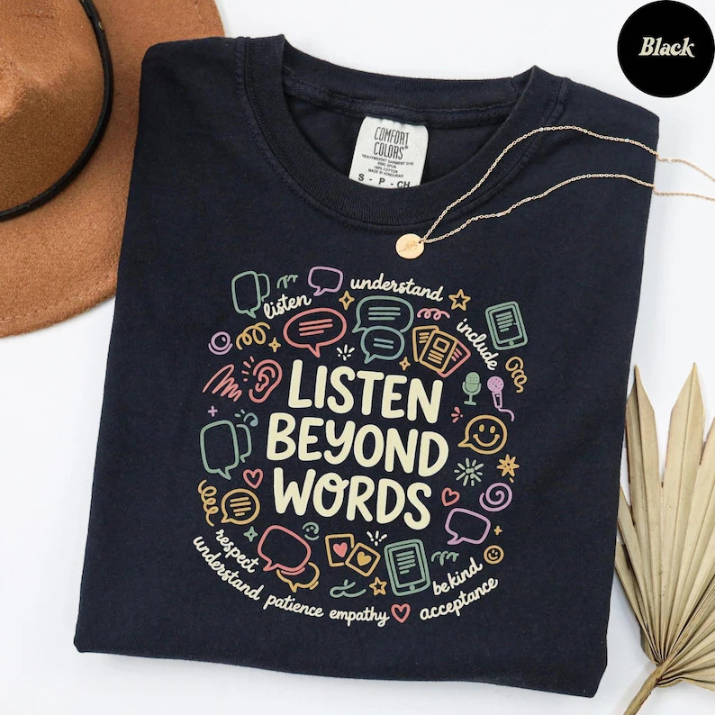 Listen Beyond Words Empathy Autism Awareness Vintage 90s Graphic T-Shirt