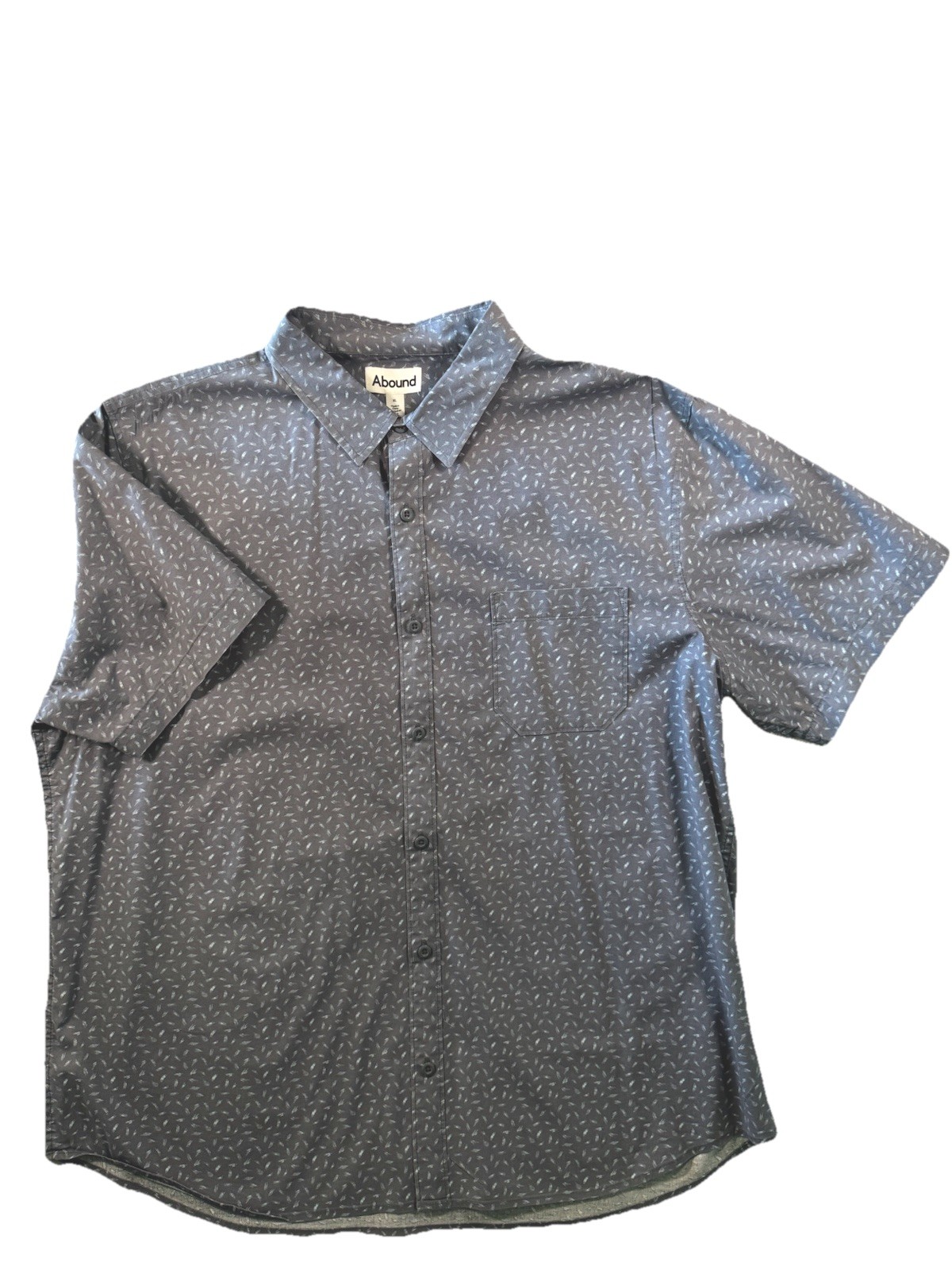 Abound by Nordstrom Men’s Button-Down Cotton Short Sleeve Shirt Gray/White XL