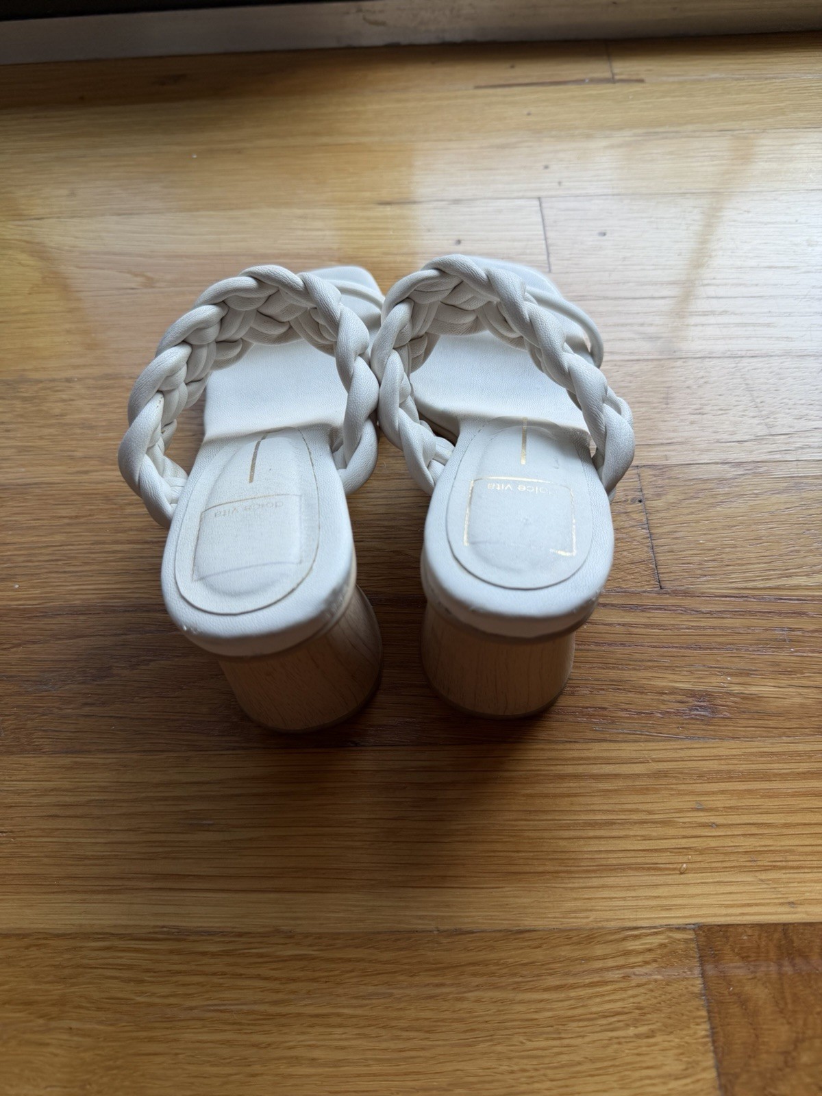 Dolce Vita Braided Strap Block Heel Slide Sandals Ivory/Cream Size 6.5