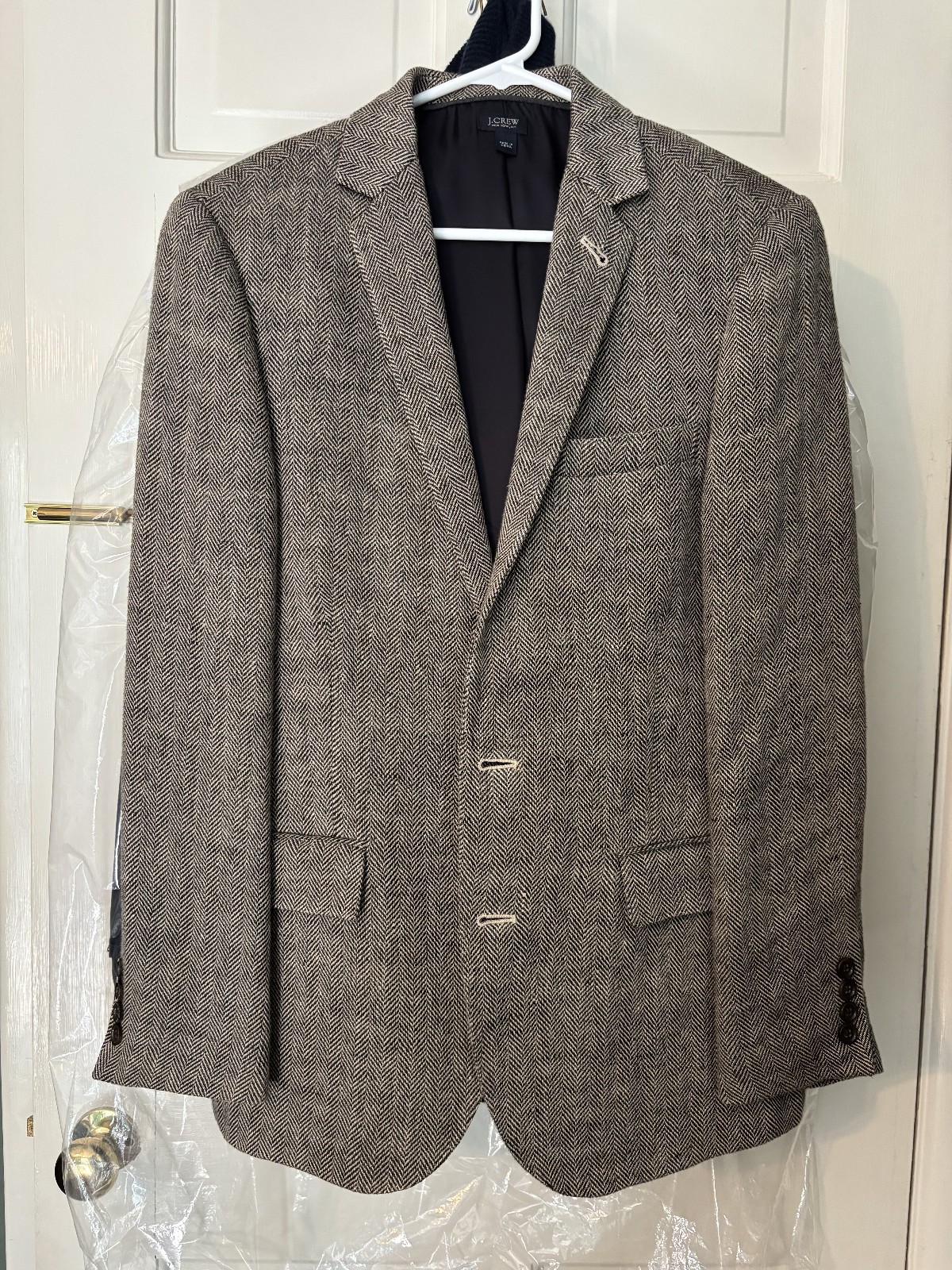 J Crew Ludlow 100% Linen Blazer 38S Beige Herringbone Jacket Sport Coat