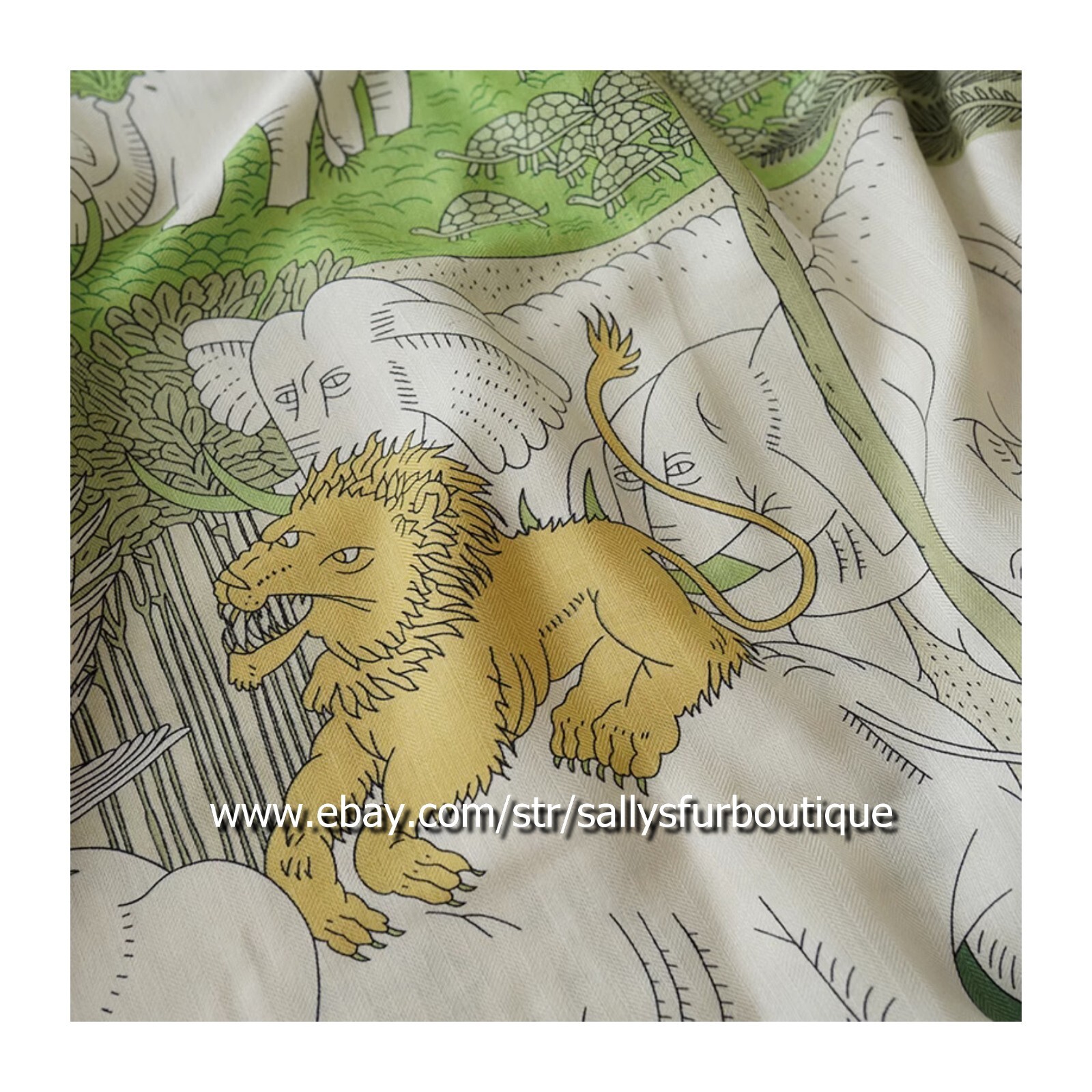 Sallys Boutique 70% Cashmere 30% Silk Wrap Scarf Animals Print 2 Face Shawl 53″