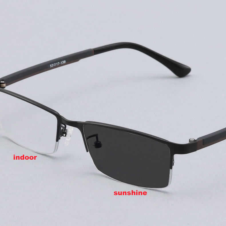 Half Rimless Mens Photochromic lens Reading Glasses +1.00 ~ +4.00 Single Vision