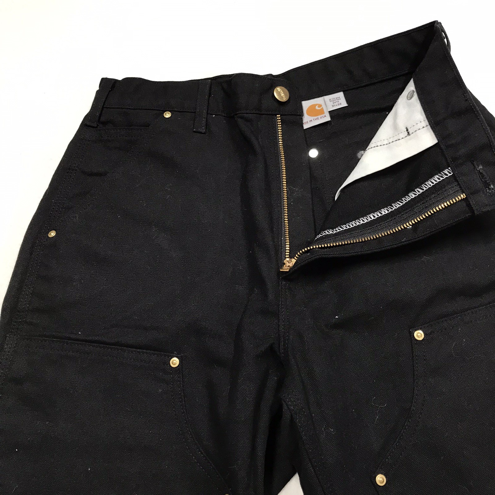 CARHARTT B01 Double Knee Work Jeans Men 28×32 (altered 31/32 tag) Black Loose